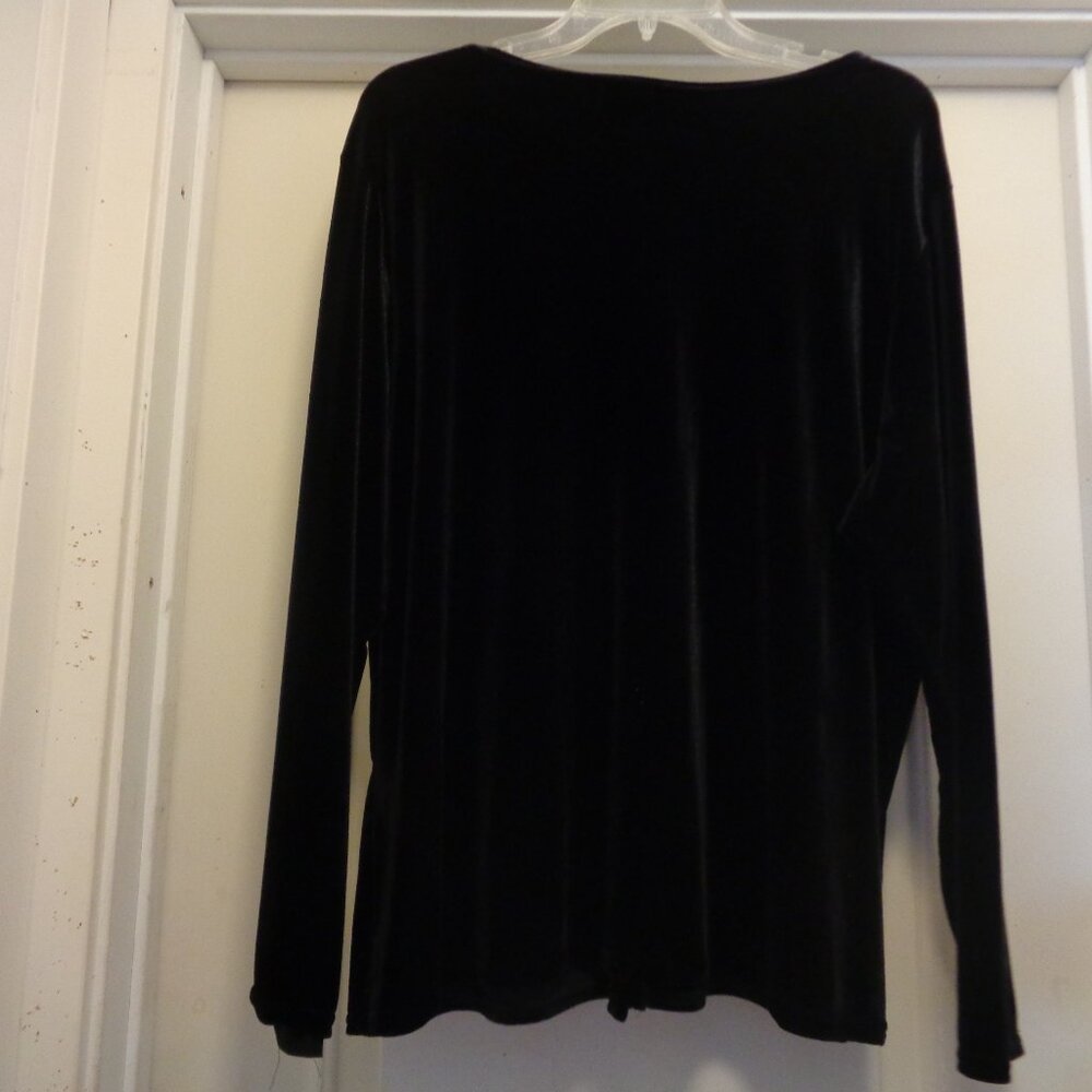 Vintage Black Velvet Button Up Jacket Blouse By K… - image 3